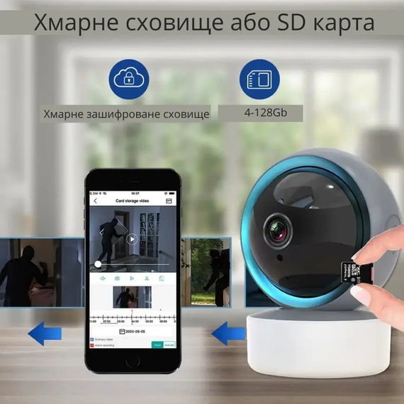 Інтелектуальна камера відеоспостереження TY305 / Поворотна камера Full HD 3mp | Зображення 1