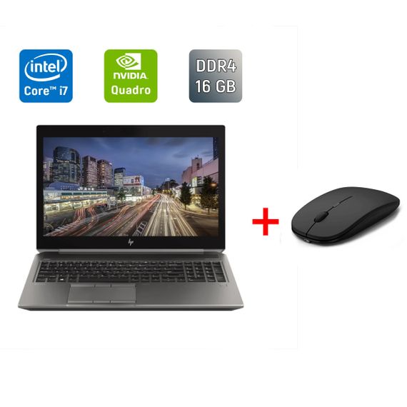 Мобильная рабочая станция Б-класс HP zBook 15 G6 / 15.6" (1920x1080) IPS / Intel Core i7-9850H (6 (12) ядер по 2.6 - 4.6 GHz) / 16 GB DDR4 / 128 GB SSD + 500 GB HDD / nVidia Quadro T1000, 4 GB GDDR5, 128-bit / Fingerprint / WebCam / HDMI б/у + Подарок
