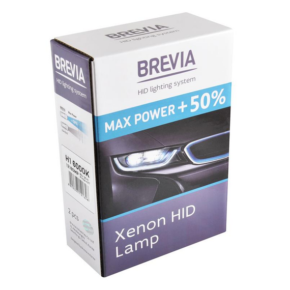 12160MP BREVIA Автолампа H1 +50%,6000K,85V,35W P14.5s KET, (2шт.) XENON