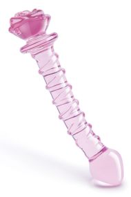 Спиральный фаллоимитатор для точки G из стекла Dream Toys Glaze Glass в форме бутона розы sexstyle