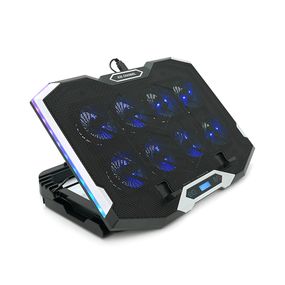 Підставка під ноутбук IceCoorel K10, 10-17", 8 * 70mm, корпус пластик + алюміній, 2xUSB2.0 + LCD, 410x297x40mm, RGB, Box, Q10