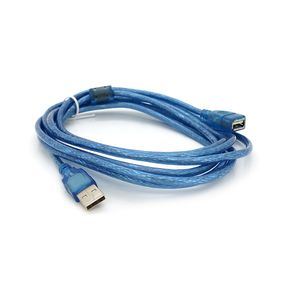 Удлинитель USB 2.0 AM/AF, 3.0m, 1 феррит, прозрачный синий