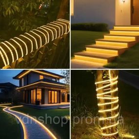 LED гирлянда с солнечной батареей 10 м (теплый белый свет)