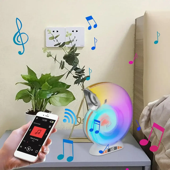Бездротова розумна колонка нічник Равлик Conch Music Light 4 в 1 портативний RGB світильник з Bluetooth | Зображення 2