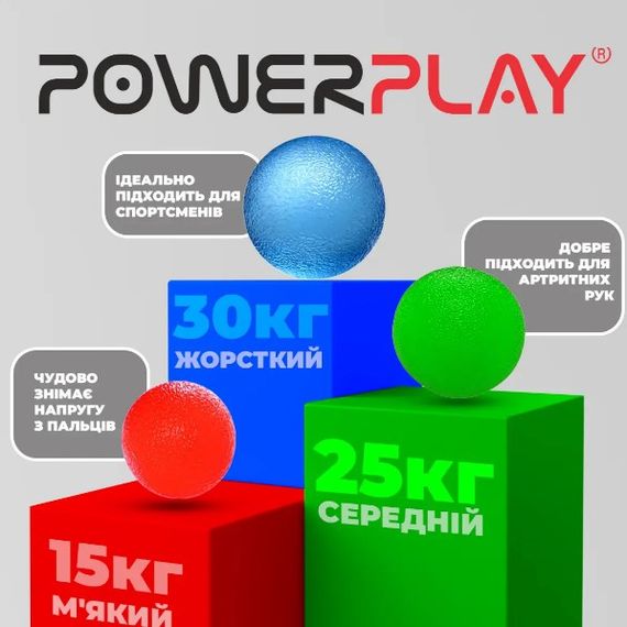 Набір силіконових еспандерів-м'яч (тренажер для кисті) PowerPlay PP-4339 Grip Ball Set (набір 3 шт) (PP_4339) | Зображення 4