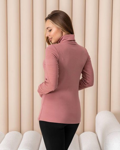 Жіноча тепла водолазка-гольф напівшерсть на термофлісі колір персіковий розмір 50 DM09.09 | Зображення 2