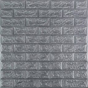 3D панель самоклеюча цегла Срібло 700х770х5мм (017-5) Sticker Wall SW-00000038