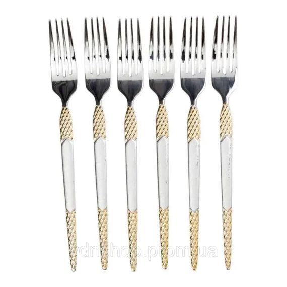 Набор столовых вилок 6 штук вилка из нержавеющей стали 21 см Серебро с золотом HP-20-38