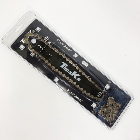 Комплект шина 20см + 2 цепи  KRAFFTEC 8  шаг 1/4 47 зубьев для аккумуляторной пилы | Зображення 1