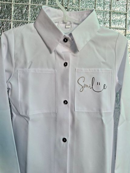 Детская школьная блуза рубашка на девочку с длинными рукавами цвет белый размер 128, SBR215 | Зображення 2