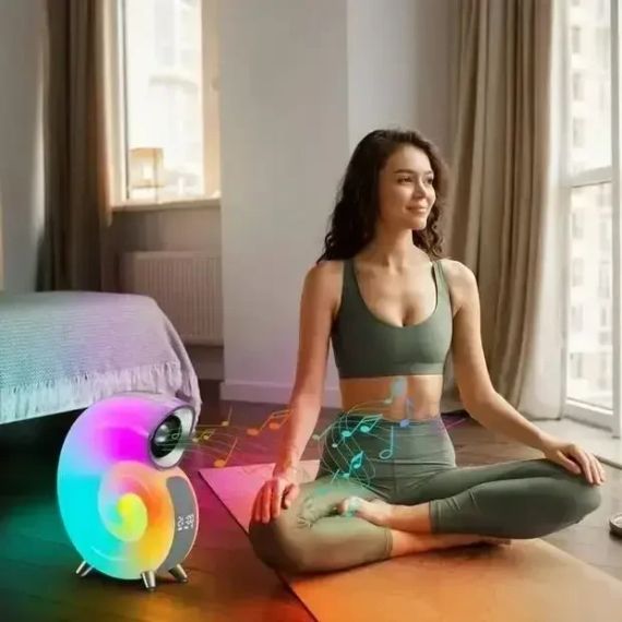 Беспроводная умная колонка ночник Улитка Conch Music Light 4 в 1 портативный RGB светильник с Bluetooth | Зображення 1
