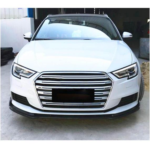 Накладка на передній бампер Lip V1 (для Base 2017-2020 HB, Карбон) для Ауди A3 рр | Зображення 1