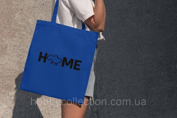 Сумка шопер із принтом "HOME країна" Синя | Зображення 1