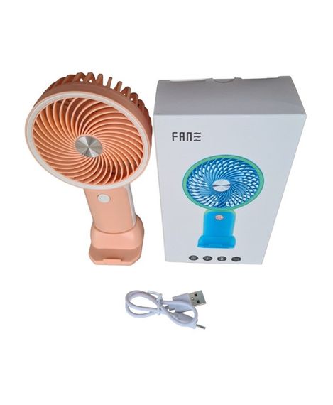 Вентилятор ручний Mini Fan HX09-1 акумуляторний з підставкою для телефону Персиковий з білим | Зображення 3