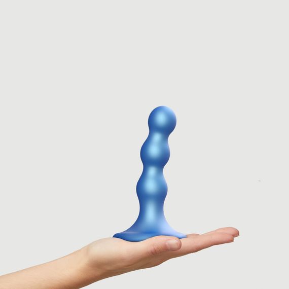Насадка для страпона Strap-On-Me Dildo Plug Balls Blue Metallic S | Зображення 1