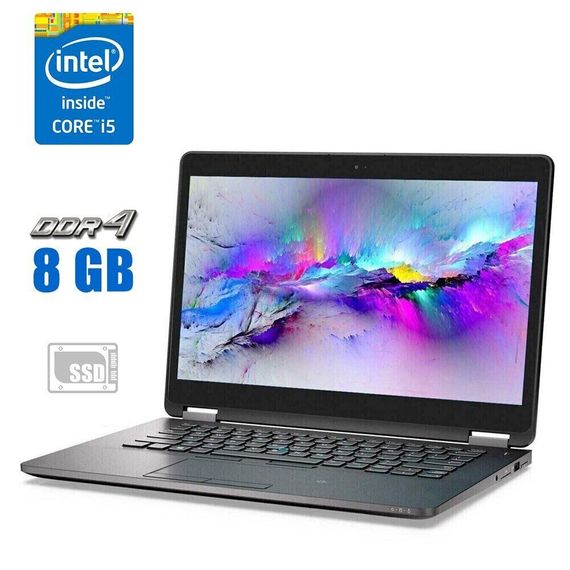 Ультрабук Dell Latitude E7470 / 14" (1920x1080) IPS / Intel Core i5-6200U (2 (4) ядра по 2.3 - 2.8 GHz) / 8 GB DDR4 / 120 GB SSD / Intel HD Graphics 520 / WebCam б/у