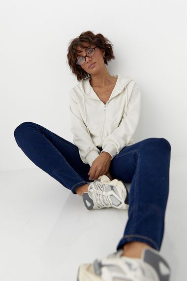 Жіноче худі на блискавці - молочний цвет, M (є розміри) | Зображення 2