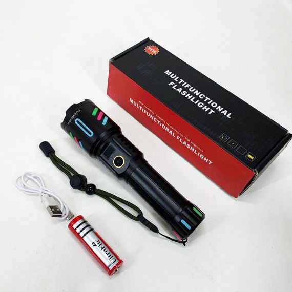 Ручний ліхтар з 18650 акумулятором, Світлодіодний робочий ліхтар перезаряджуваний портативний GF-76 | Зображення 8