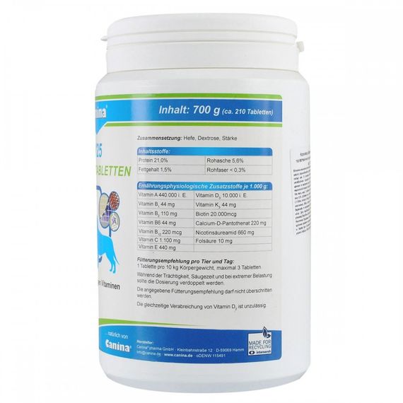 Вітамінний комплекс Canina V25 Vitamintabletten для собак 700 г 210 табл. | Зображення 3