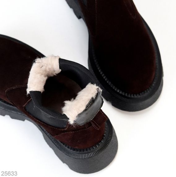 Зручні зимові черевики челсі колір Шоколад з еластичною вставкою | Зображення 1