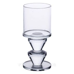 Підсвічник скляний 6×13.3 см на одну свічку підсвічник келих на ніжці декоративний прозорий HP-4-28M