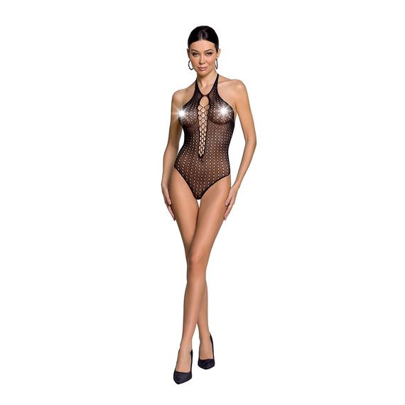 Бодістокінг з декольте Passion BS088 black, імітація корсетної шнурівки, One size | Зображення 2