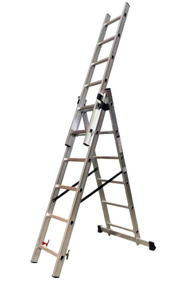 Драбина алюмінієва трисекційна GTM KME306 3x6 сходинок 1.64-3.26м (KME306) (39942)