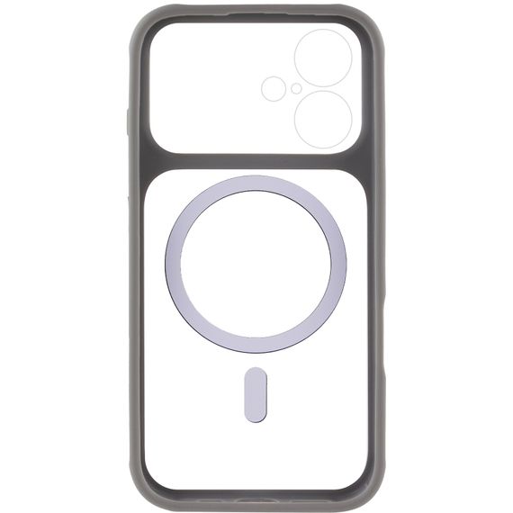 Чохол TPU+PC GETMAN Moon Clear with Magnetic Fit для Apple iPhone 16 (6.1") Grey | Зображення 2
