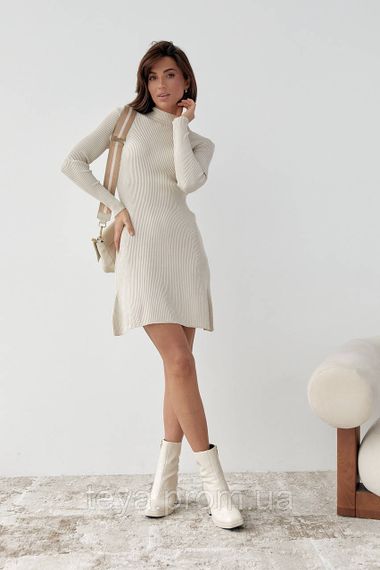 Базове плаття міні в рубчик колір бежевий розмір M FL_000808 | Зображення 4