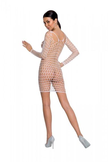 Бодістокінг-сукня з глибоким коміром Passion BS093 white, довгі рукави sexstyle | Зображення 1