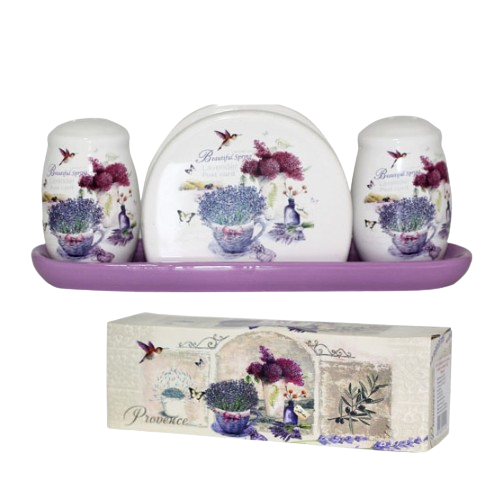 Набір для спецій Прованс (для солі/перцю/серветок+керам.підставка) S&T 6912-6