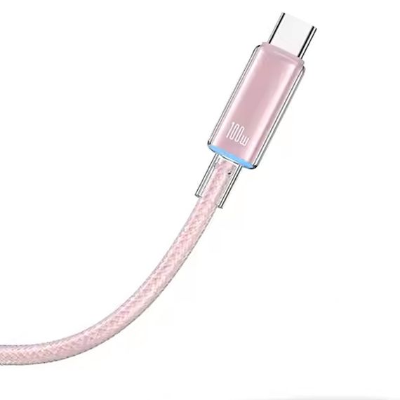 Дата кабель USAMS US-SJ660 Type-C to Type-C PD100W Cloud Series (1.2m) Pink | Зображення 1
