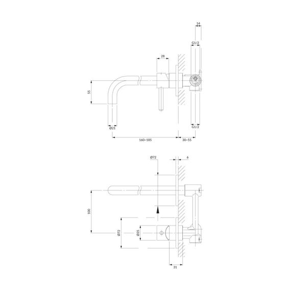 Смеситель для раковины Omnires Y скрытого монтажа brushed brass (Y1215HBSB) | Зображення 1