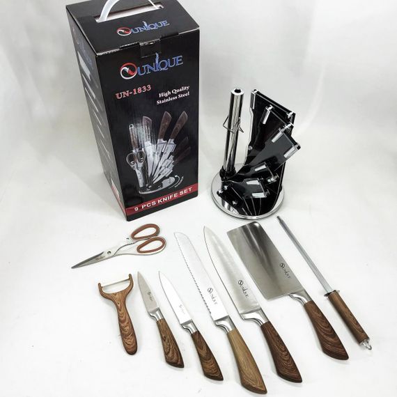 Кухонний ніж зі сталі нержавіючої UNIQUE, Хороші ножі для кухарів, Набір металевих ножів WA-37 | Зображення 6