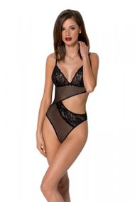 Боді з ажурним ліфом Passion Christa Body, Чорний, 2XL, 3XL, 2XL/3XL, Великі розміри