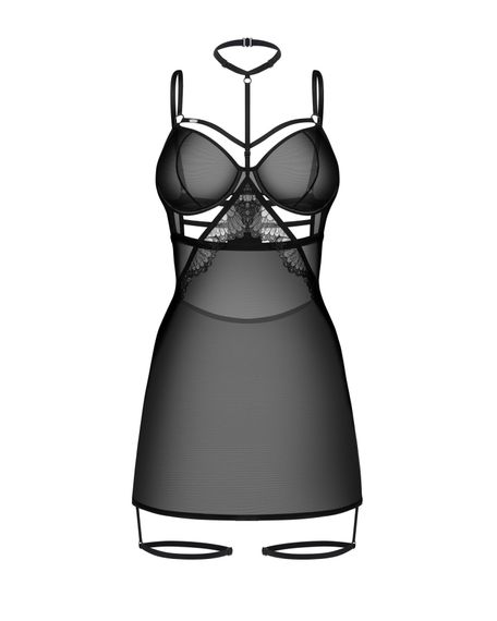 Бебі-дол Obsessive Arrowel Black chemise 2XL/3XL, з декоративним чокером та гартерами | Зображення 2