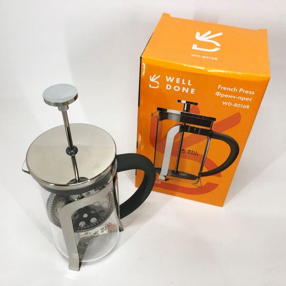 Френч прес Well Done WD-8016B з ручкою soft-touch 600 мл, Френч прес скляний на кухню | Зображення 9