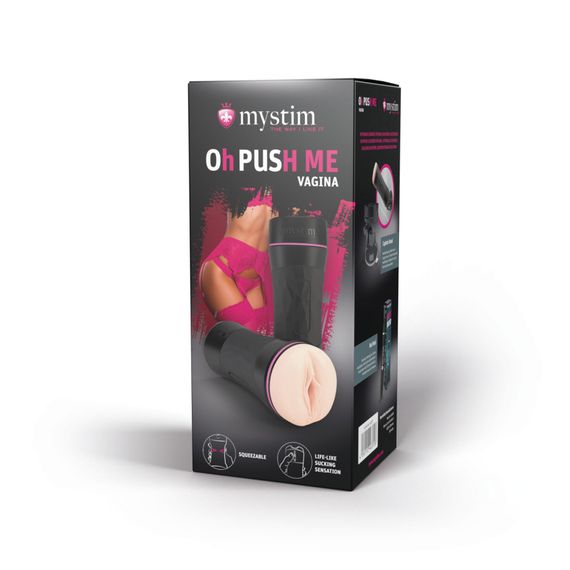 Мастурбатор-вагіна Mystim O(h) PUSH ME Vagina, можна стискати та регулювати вакуум | Зображення 7