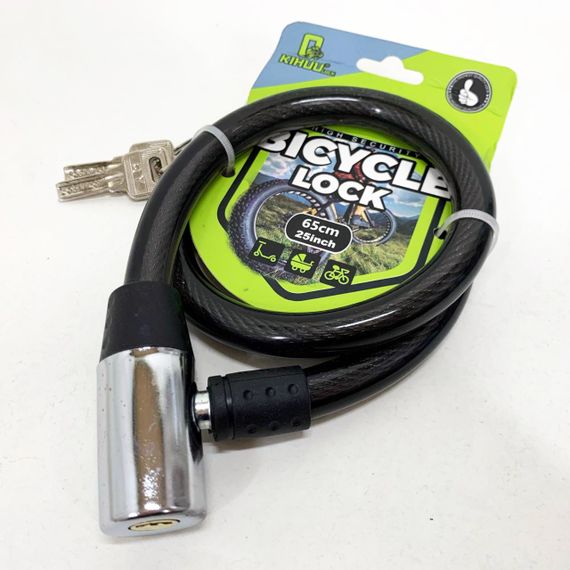 Замок велосипедний KIHUU LOCK 185, 15*65 тросовий, 2 ключі. Колір: чорний FI-52 | Зображення 3