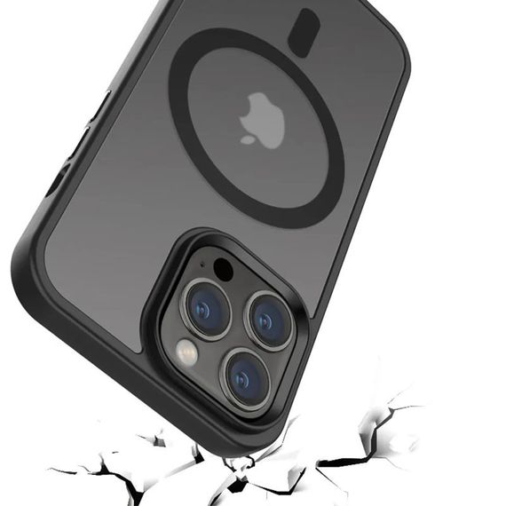TPU+PC чохол Metal Buttons with MagSafe Colorful для Apple iPhone 14 Pro (6.1") TPU+PC, Чорний | Зображення 6