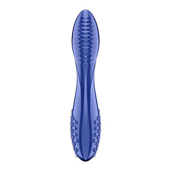 Двухсторонний стеклянный дилдо Satisfyer Dazzling Crystal 2 Transparent, Синий