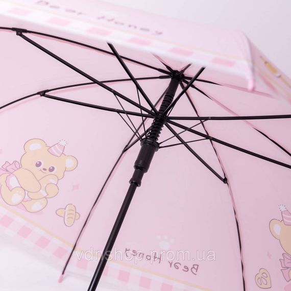 Класична дитяча парасолька-тростина напівавтомат з поліестеру міцна надійна 8 спиць діаметр 94 см Рожевий HP-23-11P | Зображення 2