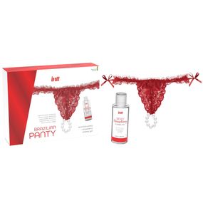 Набор Intt Brazilian Panty из красных трусиков и лубриканта Sex Aura