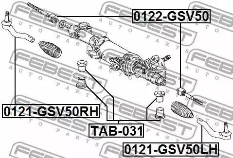 Втулка кермової рейки Camry 01-06, FEBEST (TAB031) | Зображення 3