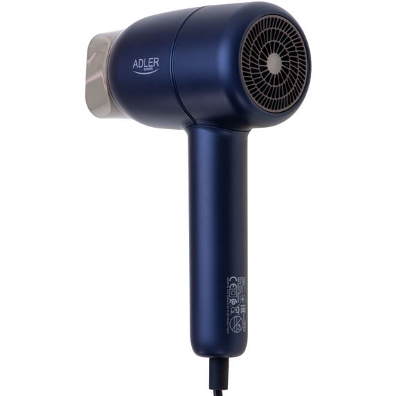 Фен Adler AD 2279b blue 1800Вт/ 2 швидкості/ хол.обдув/ темп.режимів-2/іонізація/ насадки - 1 шт. | Зображення 8