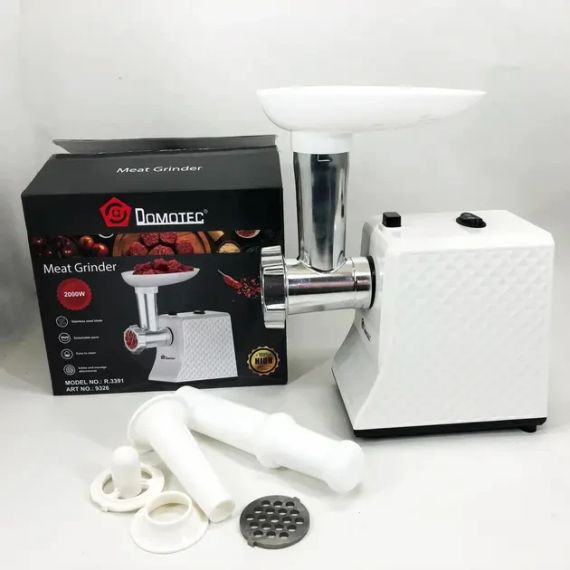 М'ясорубка електрична domotec r3391 2000w, компактна м'ясорубка для дому, м'ясорубка 3 в 1 | Зображення 1