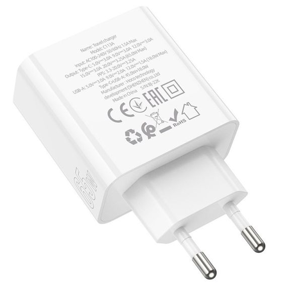 МЗП Hoco C113A Awesome PD65W (1USB-A/1C) White | Зображення 2