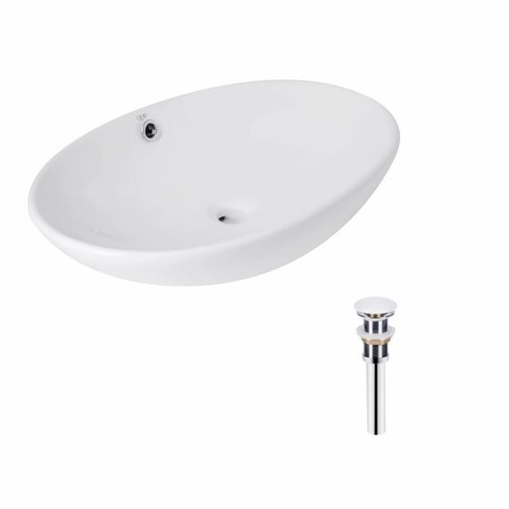 Комплект Qtap Dove: Раковина накладна овальна 635x420x150 мм White + Донний клапан PU02O