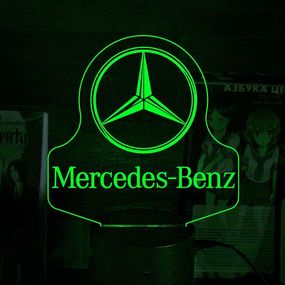 Акриловий світильник-нічник Mercedes-Benz зелений tty-n000513