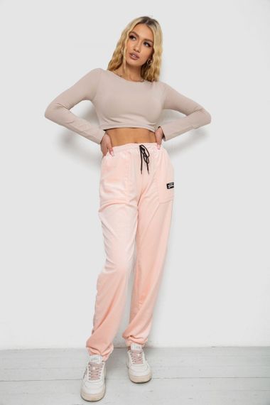 Штаны женские велюровые  -уценка, цвет персиковый, 238R58473-U-23 | Зображення 1